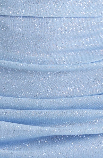Shop Jump Apparel Ruched Glitter Long Sleeve Minidress In Light Blue