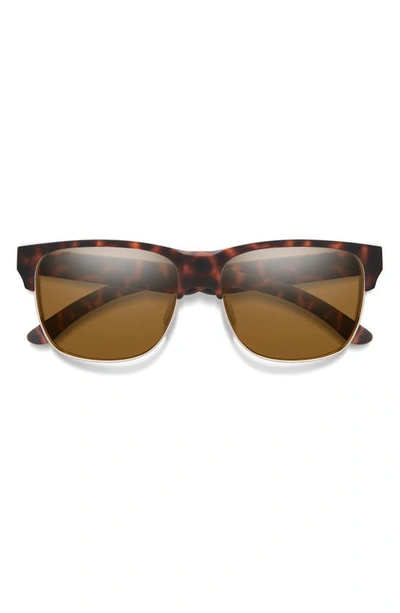 Shop Smith Lowdown Split 56mm Chromapop™ Polarized Square Sunglasses In Matte Tortoise / Brown