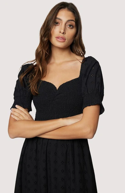 Shop Lost + Wander La Luna Smocked Sweetheart Cotton Maxi Dress In Black