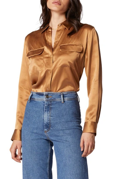 Shop Equipment Signature Silk Button-up Blouse In Tobacco Brown
