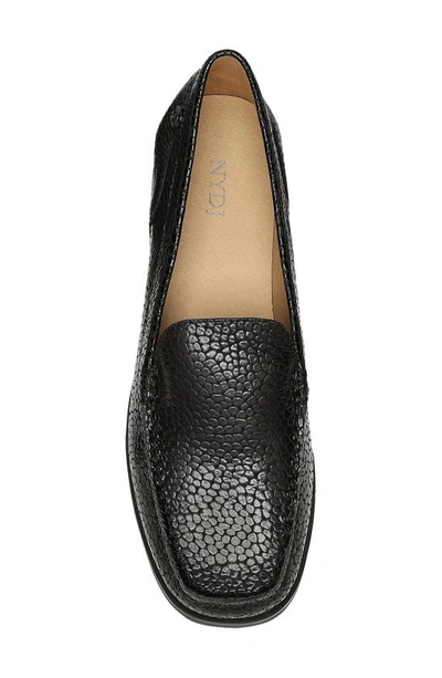 Shop Nydj Tacie Reptile Embossed Leather Loafer In Black