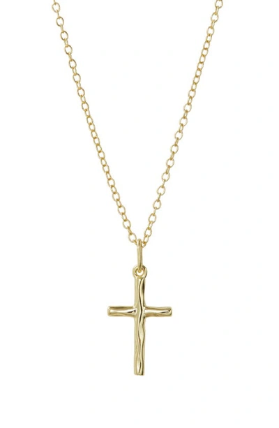 Shop Argento Vivo Sterling Silver Hammered Cross Pendant Necklace In Gold