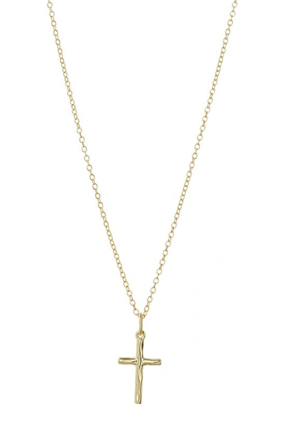 Shop Argento Vivo Sterling Silver Hammered Cross Pendant Necklace In Gold