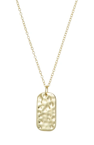 Shop Argento Vivo Sterling Silver Hammered Dog Tag Pendant Necklace In Gold