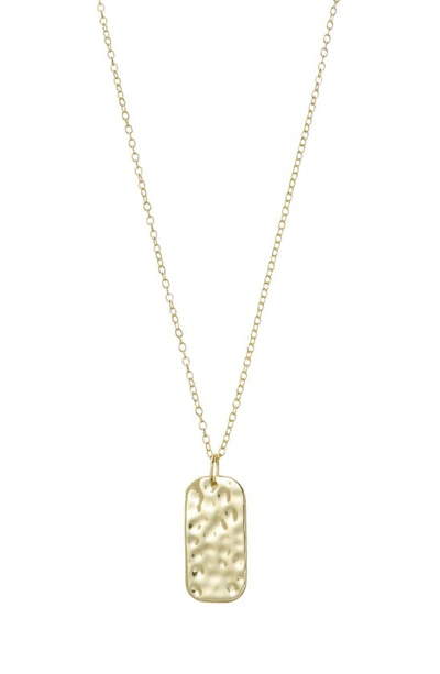 Shop Argento Vivo Sterling Silver Hammered Dog Tag Pendant Necklace In Gold