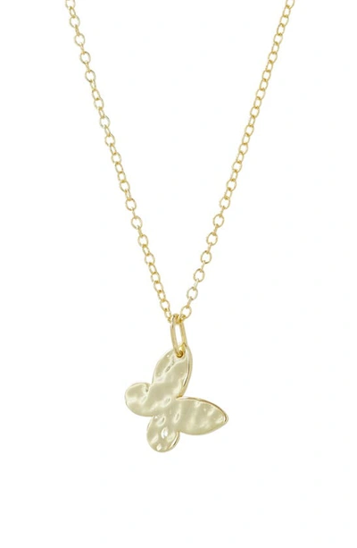 Shop Argento Vivo Sterling Silver Hammered Butterfly Pendant Necklace In Gold