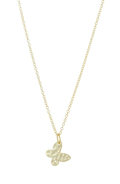 Shop Argento Vivo Sterling Silver Hammered Butterfly Pendant Necklace In Gold