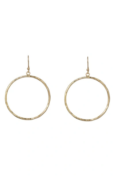 Shop Argento Vivo Sterling Silver Hammered Circle Drop Earrings In Gold