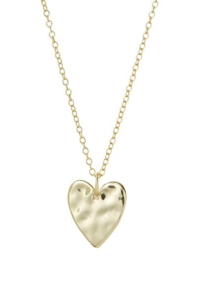 Shop Argento Vivo Sterling Silver Hammered Heart Pendant Necklace In Gold