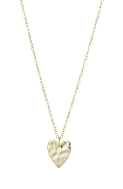 Shop Argento Vivo Sterling Silver Hammered Heart Pendant Necklace In Gold