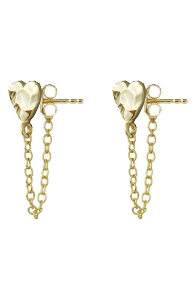 Shop Argento Vivo Sterling Silver Hammered Heart Chain Earrings In Gold