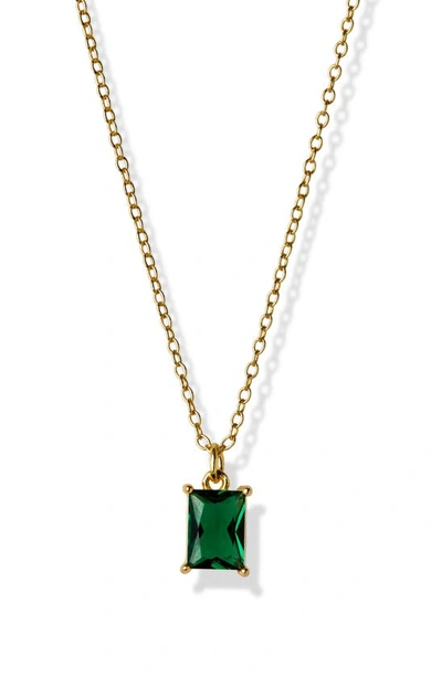 Argento Vivo Birthstone Pendant Necklace In May/ Emerald