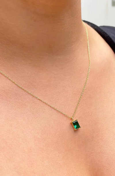 Argento Vivo Birthstone Pendant Necklace In May/ Emerald