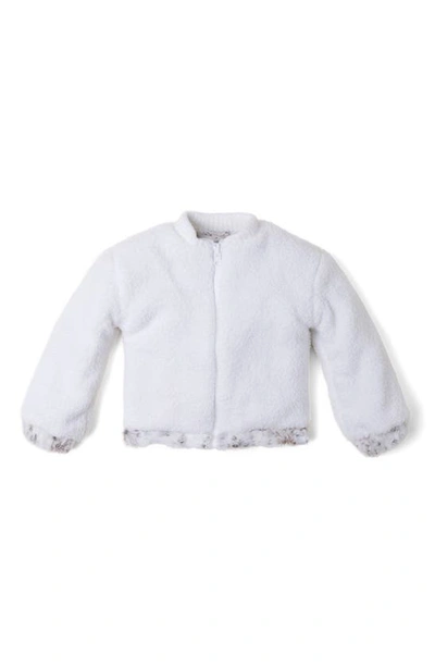 Shop Barefoot Dreams Kids' Faux Fur Reversible Bomber Jacket In Cream Multi