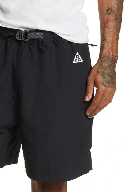 Shop Nike Acg Water Repellent Trail Shorts In Black/ Dark Smoke Grey/ White