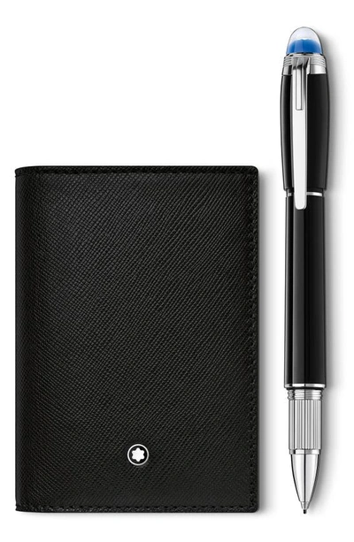 Shop Montblanc Starwalker Fineliner Pen & Business Card Holder Set In Black