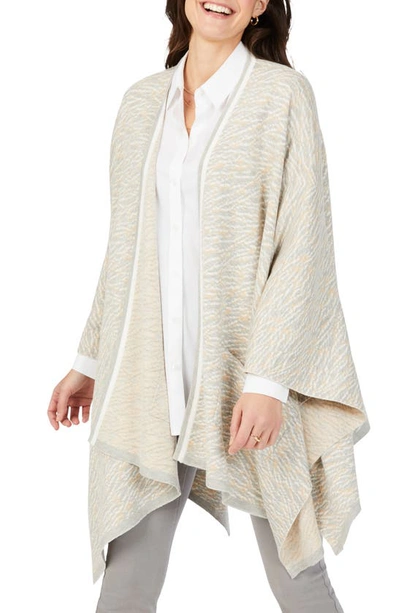Shop Foxcroft Animal Print Open Front Knit Wrap In Ivory Multi