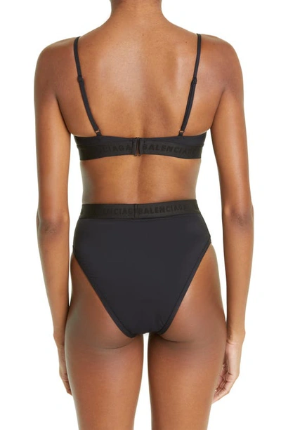 Shop Balenciaga Sporty Logo Two-piece Swimsuit In Black