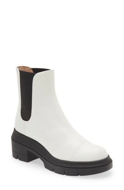 Stuart Weitzman Block-heel Leather Chelsea Boots In Cream