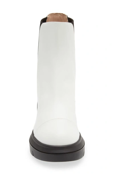 Stuart Weitzman Block-heel Leather Chelsea Boots In Cream