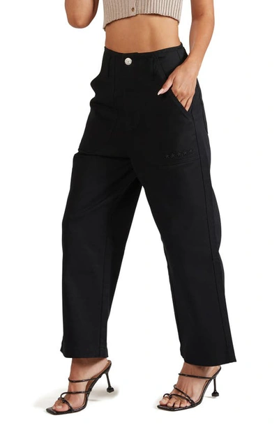 Shop Fivestar General Hollywood Waist Wide Leg Pants In Black