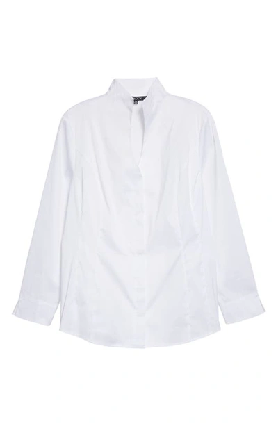 Misook Stand Collar Button-up Shirt In White