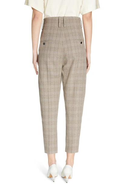 Isabel Marant Lagao Plaid Cotton Blend Ankle Trousers In Beige/ Blue