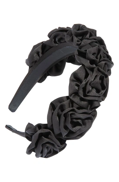 Shop L Erickson Camille Floral Headband In Black