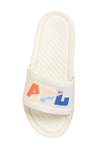 Shop Apl Athletic Propulsion Labs Big Logo Techloom Knit Sport Slide In Pristine / Neon / Blocked