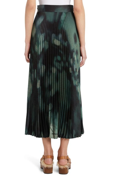 Shop Agnona Big Bang Print Pleated Midi Skirt In 924-pine Tree
