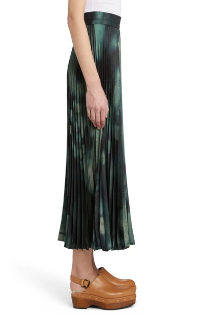 Shop Agnona Big Bang Print Pleated Midi Skirt In 924-pine Tree