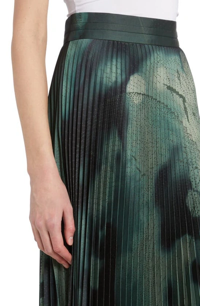 Shop Agnona Big Bang Print Pleated Midi Skirt In 924-pine Tree