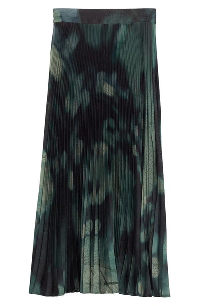 Shop Agnona Big Bang Print Pleated Midi Skirt In 924-pine Tree