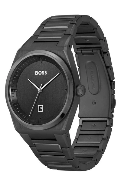 Shop Hugo Boss Steer Bracelet Watch, 42mm In Black