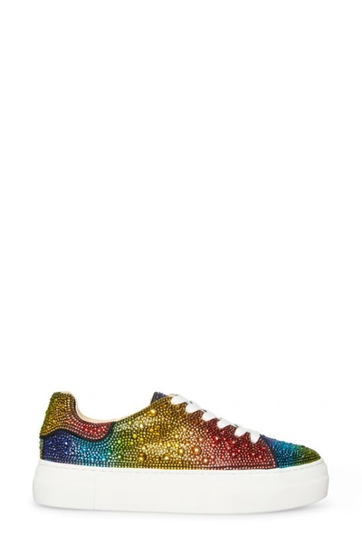 Shop Betsey Johnson Sidny Crystal Pavé Platform Sneaker In Rainbow