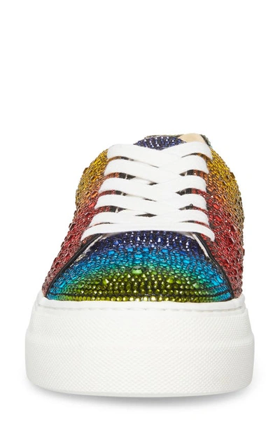 Shop Betsey Johnson Sidny Crystal Pavé Platform Sneaker In Rainbow