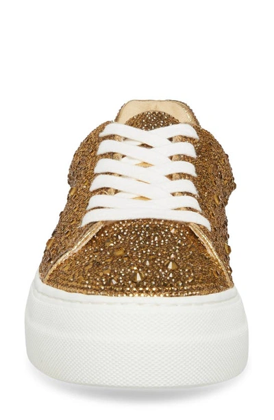 Shop Betsey Johnson Sidny Crystal Pavé Platform Sneaker In Gold
