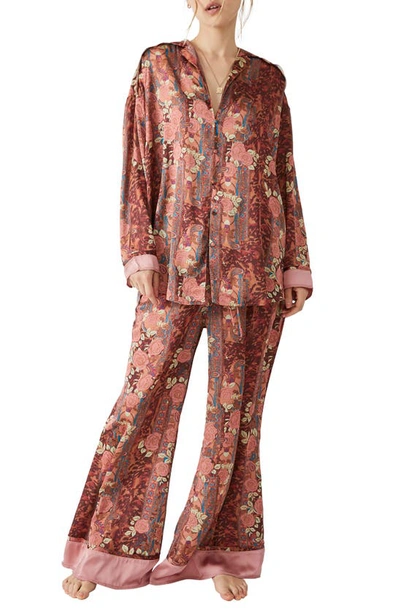 Shop Free People Dreamy Days Mixed Print Pajamas In Natural Combo