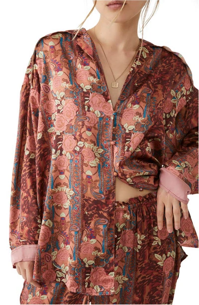 Shop Free People Dreamy Days Mixed Print Pajamas In Natural Combo