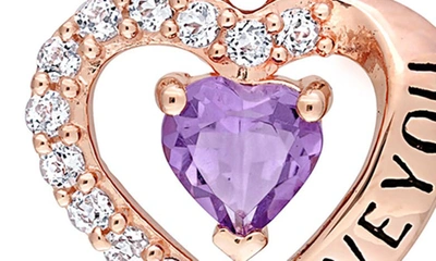 Shop Delmar 'i Love You' Amethyst & White Topaz Heart Drop Earrings In Purple