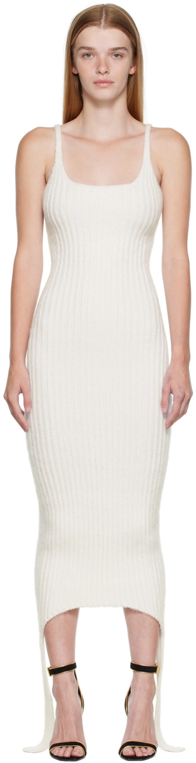 Balmain Ribbed Sleeveless Midi Dress In 0aq Blanc Cassé
