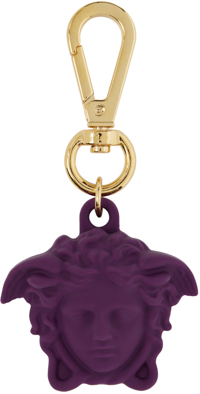 Shop Versace Purple Medusa Airtag Key Ring In 1la5v Plum-oro Versa