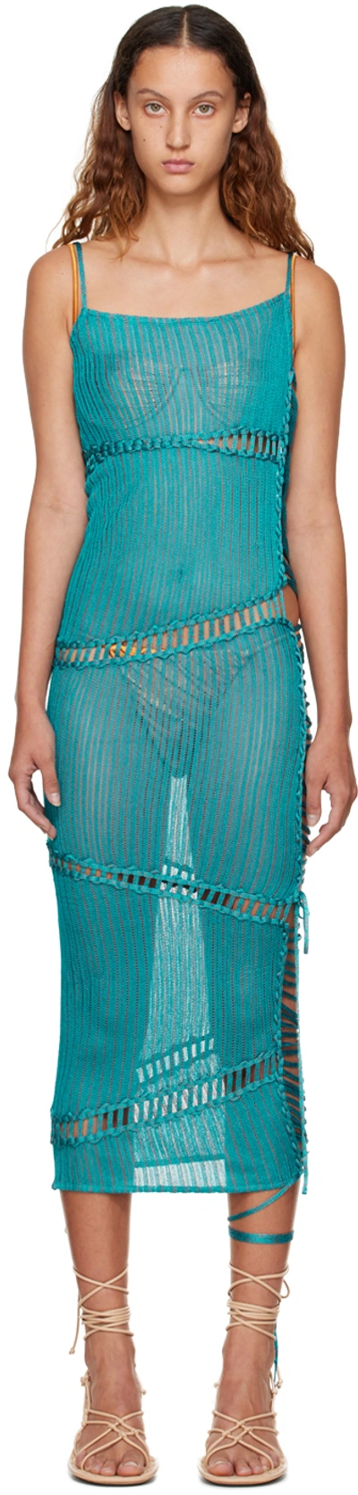 Shop Isa Boulder Ssense Exclusive Blue Midi Dress In Teal