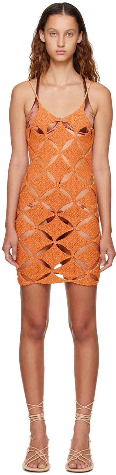 Shop Isa Boulder Ssense Exclusive Orange & Yellow Reversible Minidress In Fanta