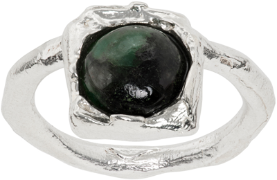 Shop Alighieri Silver Emerald 'the Eye Of The Storm' Ring