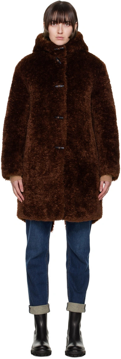 Shop Rag & Bone Brown Iggy Faux-fur Coat In Darkbrown