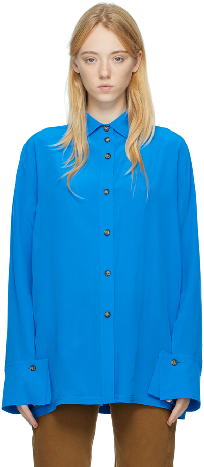 Shop Quira Ssense Exclusive Blue Button Up Shirt In Malibu