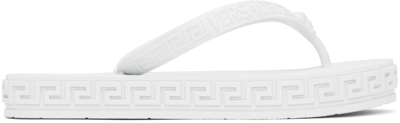 Shop Versace Off-white Greca Sandals In 1w030 Off White
