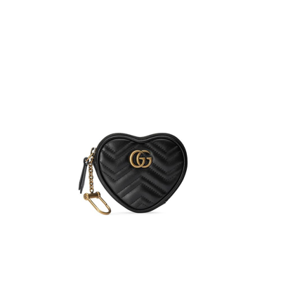 Shop Gucci Black Gg Marmont Heart Leather Coin Purse