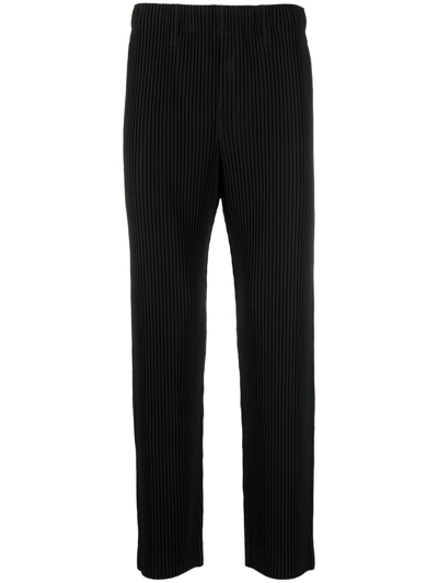 Shop Issey Miyake Black Tailored Pleats 1 Straight-leg Plissé Trousers